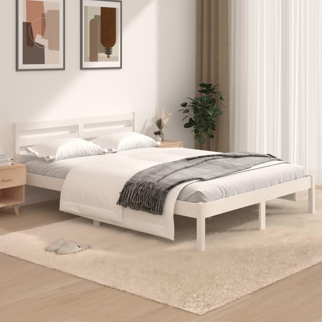 Sengeramme 120x190 cm Small Double massivt fyrretræ hvid