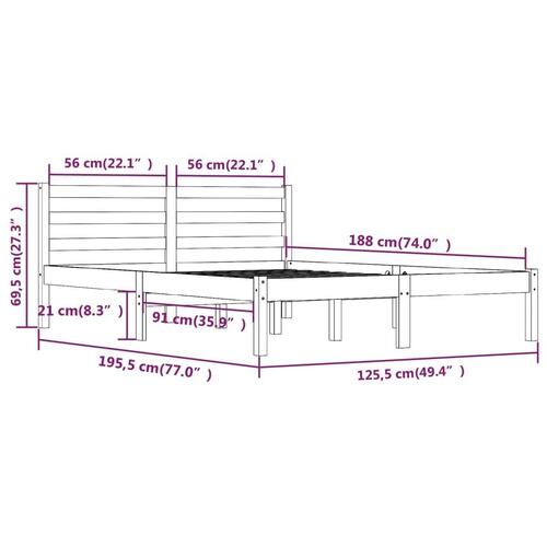 Sengeramme 120x190 cm Small Double massivt fyrretræ hvid