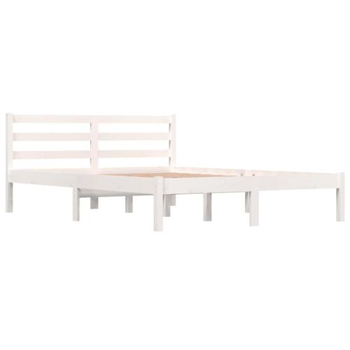 Sengeramme 135x190 cm dobbelt massivt fyrretræ hvid