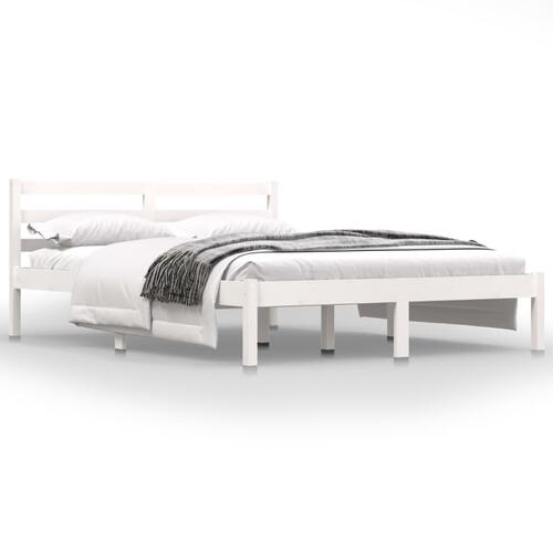 Sengeramme 135x190 cm dobbelt massivt fyrretræ hvid