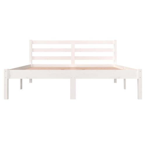 Sengeramme 135x190 cm dobbelt massivt fyrretræ hvid