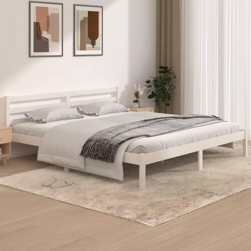 Sengeramme 180x200 cm Super King massivt fyrretræ hvid