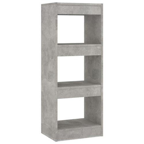 Bogreol/rumdeler 40x30x103 cm konstrueret træ betongrå