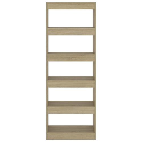 Bogreol/rumdeler 60x30x166 cm konstrueret træ sonoma-eg