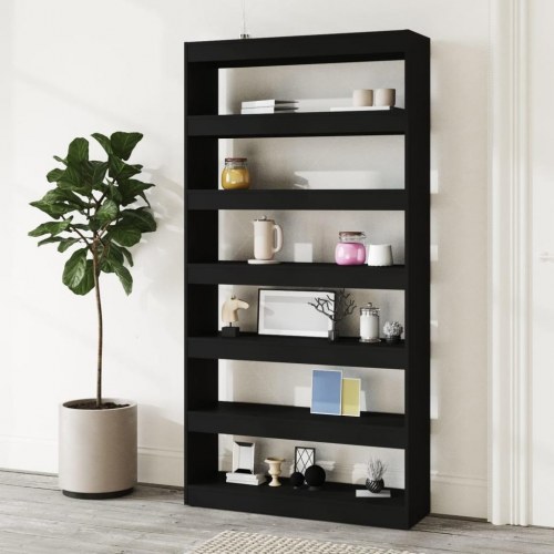 Bogreol/rumdeler 100x30x198 cm konstrueret træ sort