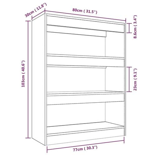 Bogreol/rumdeler 80x30x103 cm konstrueret træ sort