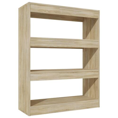 Bogreol/rumdeler 80x30x103 cm konstrueret træ sonoma-eg