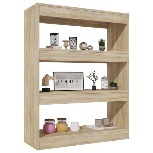 Bogreol/rumdeler 80x30x103 cm konstrueret træ sonoma-eg
