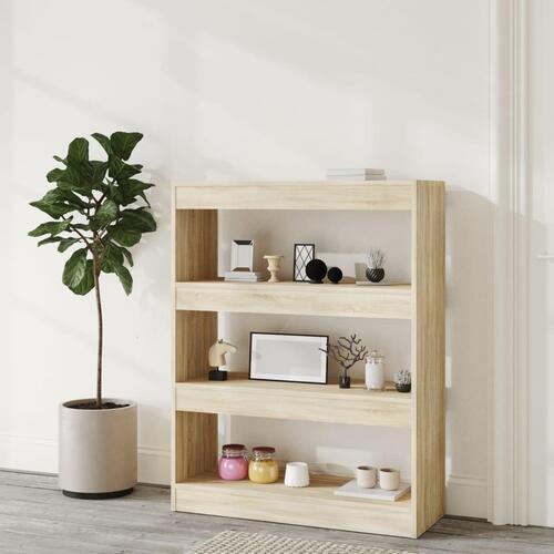 Bogreol/rumdeler 80x30x103 cm konstrueret træ sonoma-eg