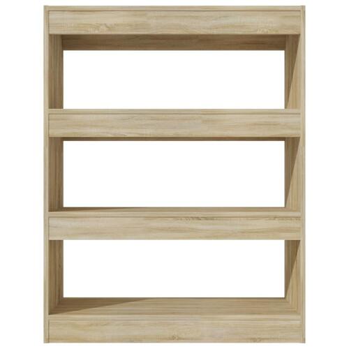 Bogreol/rumdeler 80x30x103 cm konstrueret træ sonoma-eg