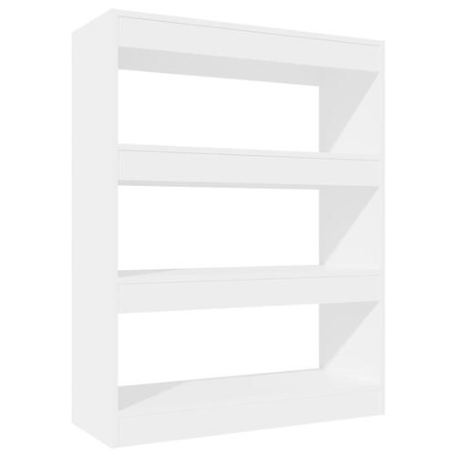 Bogreol/rumdeler 80x30x103 cm konstrueret træ hvid højglans