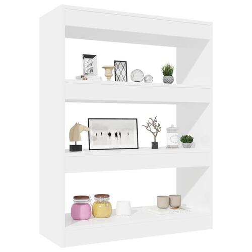 Bogreol/rumdeler 80x30x103 cm konstrueret træ hvid højglans