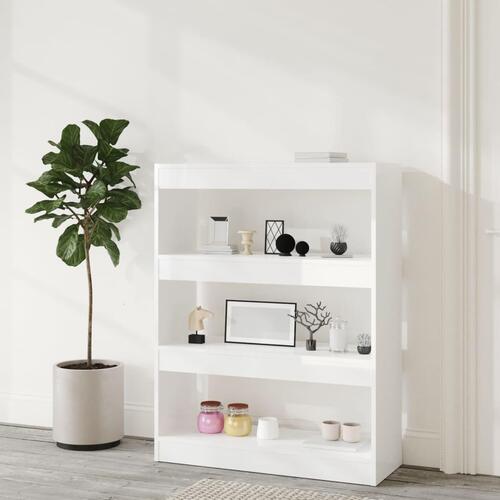 Bogreol/rumdeler 80x30x103 cm konstrueret træ hvid højglans