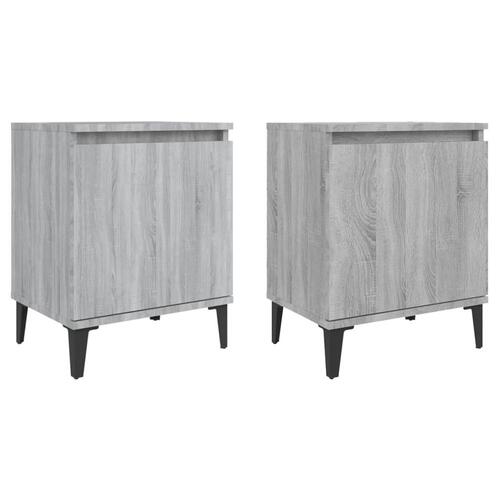 Sengeborde med metalben 40x30x50 cm grå sonoma-eg