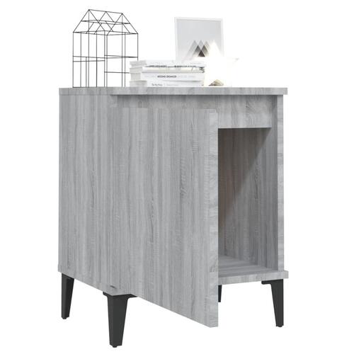 Sengeborde med metalben 40x30x50 cm grå sonoma-eg