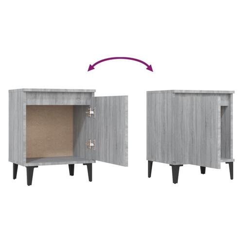Sengeborde med metalben 40x30x50 cm grå sonoma-eg