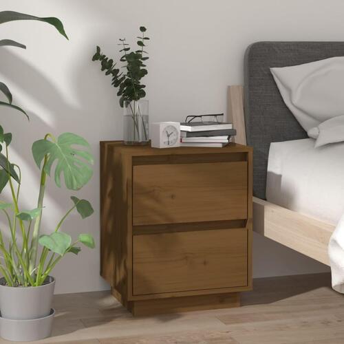 Sengeborde 2 stk. 40x35x50 cm massivt fyrretræ gyldenbrun