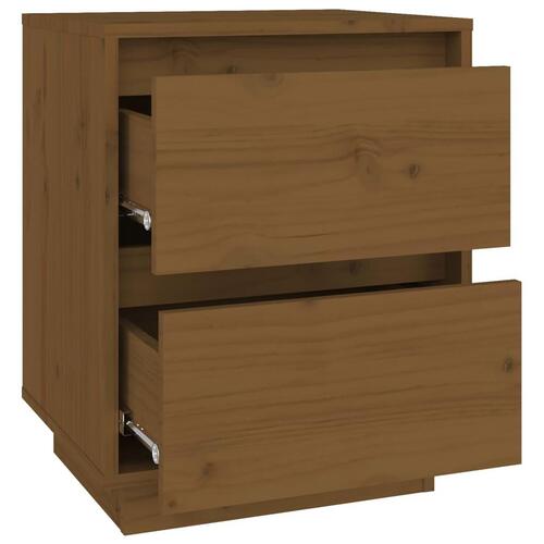 Sengeborde 2 stk. 40x35x50 cm massivt fyrretræ gyldenbrun