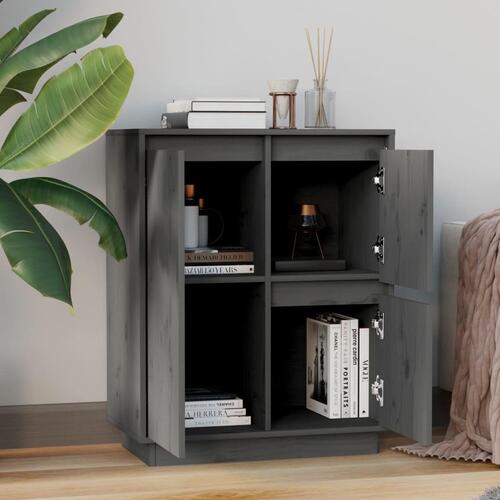 Skænk 60x34x75 cm massivt fyrretræ grå