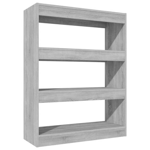 Bogreol/rumdeler 80x30x103 cm konstrueret træ grå sonoma-eg