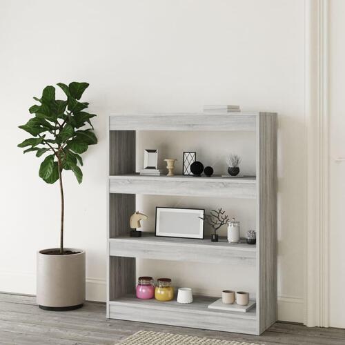 Bogreol/rumdeler 80x30x103 cm konstrueret træ grå sonoma-eg