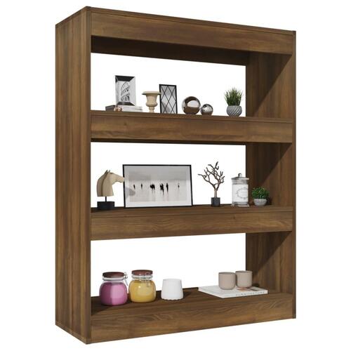 Bogreol/rumdeler 80x30x103 cm konstrueret træ brun eg