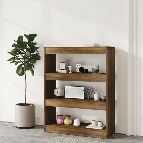 Bogreol/rumdeler 80x30x103 cm konstrueret træ brun eg