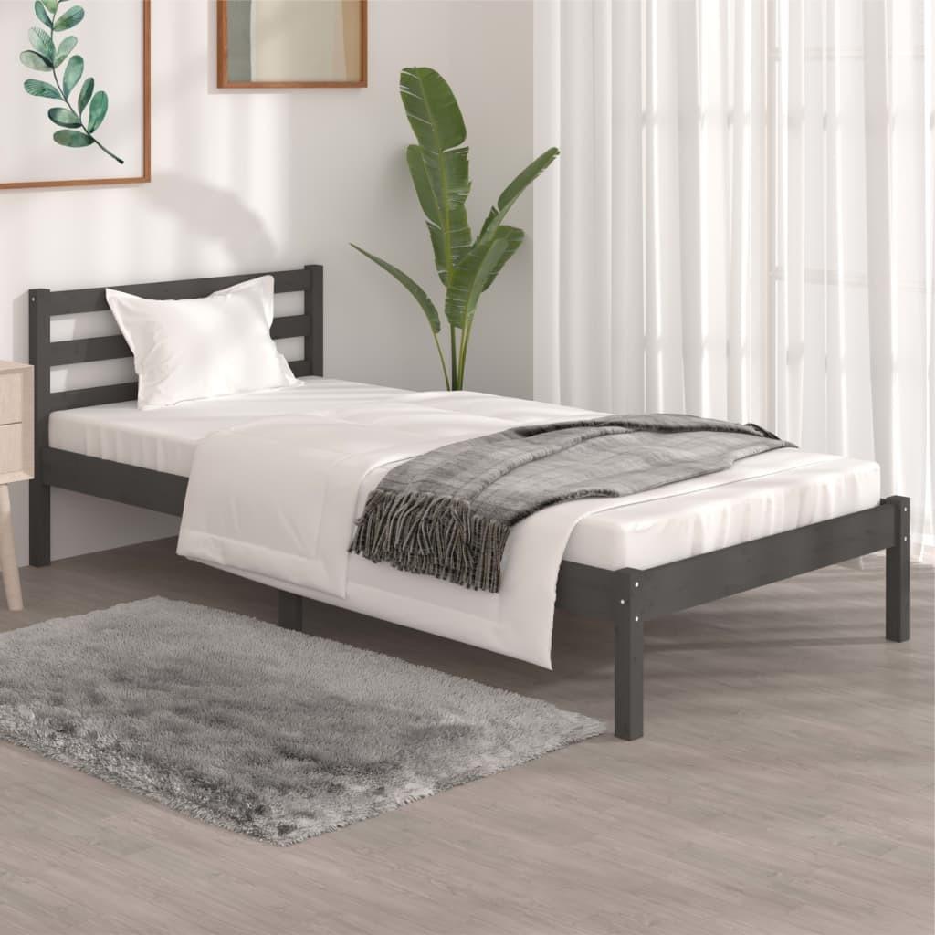 Sengeramme 90x190 cm Single massivt fyrretræ grå