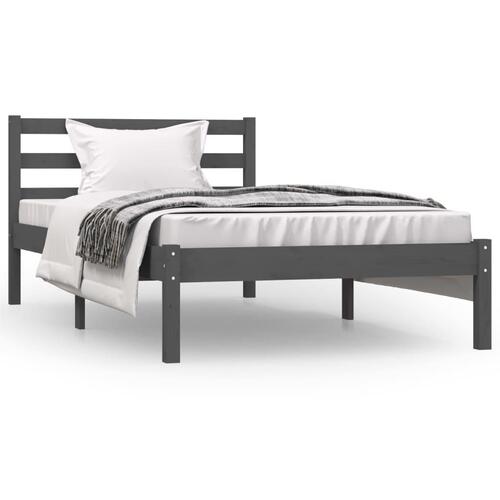 Sengeramme 90x190 cm Single massivt fyrretræ grå