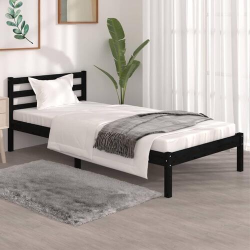 Sengeramme 90x190 cm Single massivt fyrretræ sort