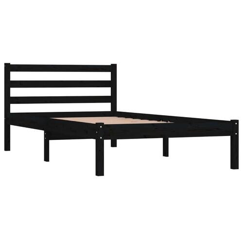 Sengeramme 90x190 cm Single massivt fyrretræ sort
