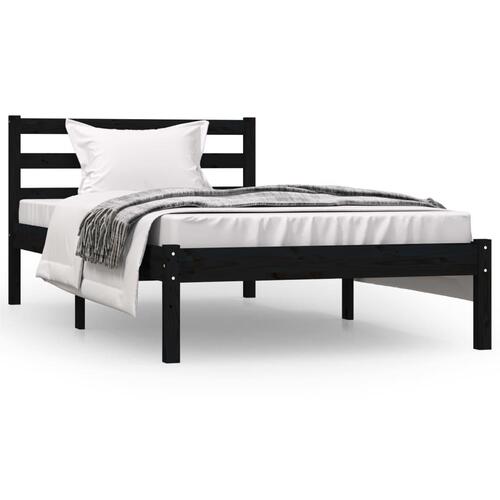 Sengeramme 90x190 cm Single massivt fyrretræ sort