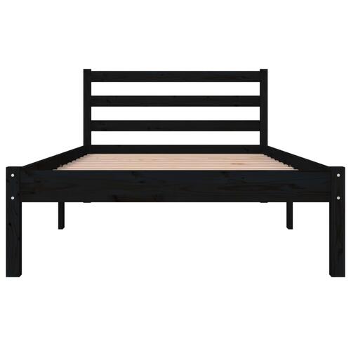 Sengeramme 90x190 cm Single massivt fyrretræ sort