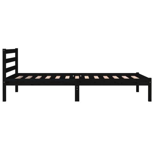 Sengeramme 90x190 cm Single massivt fyrretræ sort