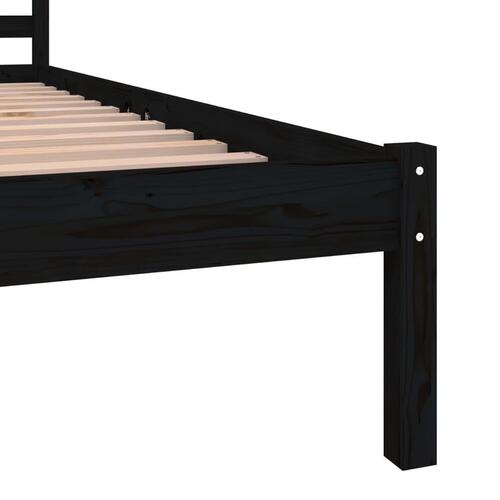 Sengeramme 90x190 cm Single massivt fyrretræ sort