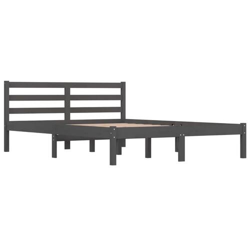 Sengeramme 135x190 cm dobbelt massivt fyrretræ grå