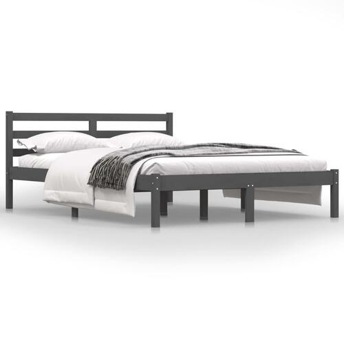 Sengeramme 135x190 cm dobbelt massivt fyrretræ grå