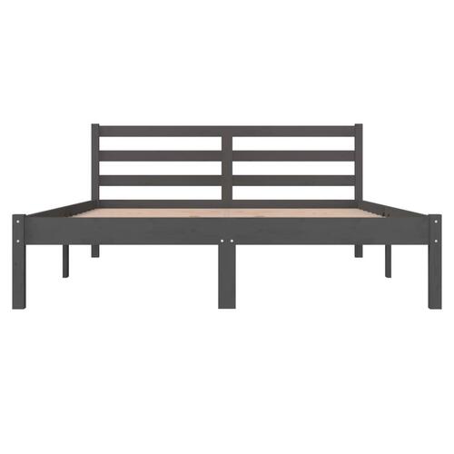 Sengeramme 135x190 cm dobbelt massivt fyrretræ grå
