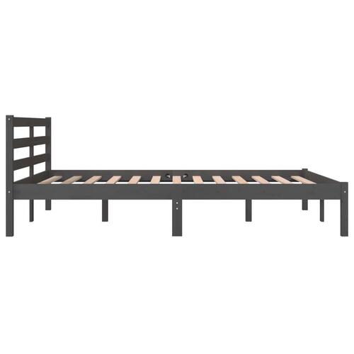 Sengeramme 135x190 cm dobbelt massivt fyrretræ grå