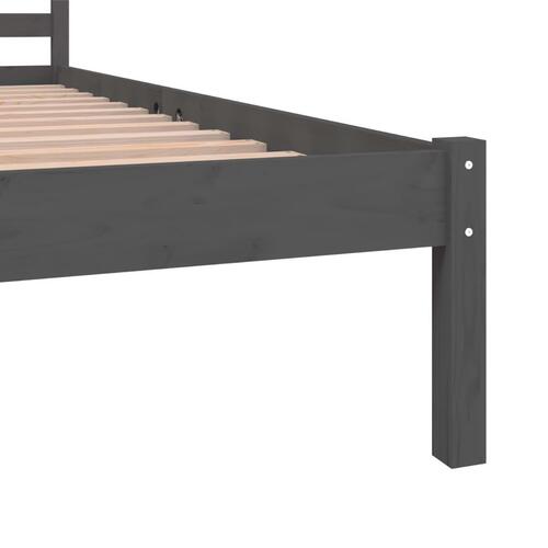 Sengeramme 135x190 cm dobbelt massivt fyrretræ grå