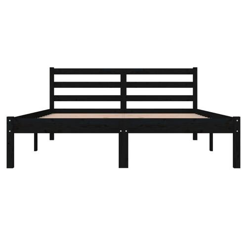 Sengeramme 135x190 cm dobbelt massivt fyrretræ sort
