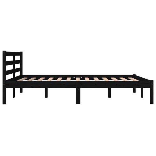 Sengeramme 135x190 cm dobbelt massivt fyrretræ sort