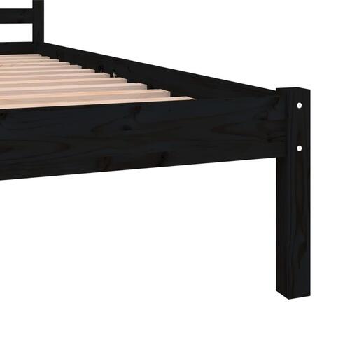 Sengeramme 135x190 cm dobbelt massivt fyrretræ sort