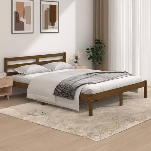 Sengeramme 150x200 cm King Size massivt fyrretræ gyldenbrun
