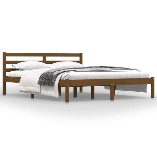 Sengeramme 150x200 cm King Size massivt fyrretræ gyldenbrun