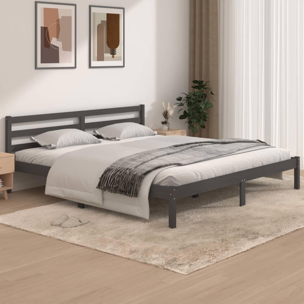 Sengeramme 180x200 cm Super King massivt fyrretræ grå