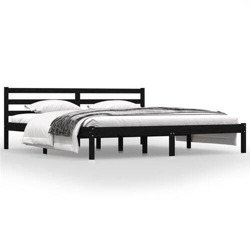 Sengeramme 180x200 cm Super King massivt fyrretræ sort