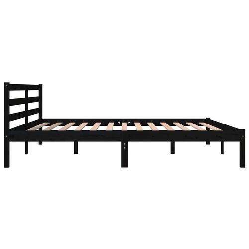 Sengeramme 180x200 cm Super King massivt fyrretræ sort