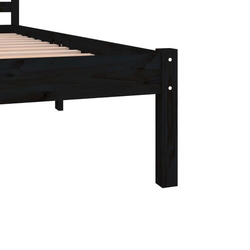 Sengeramme 180x200 cm Super King massivt fyrretræ sort