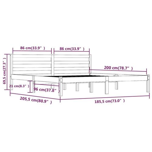 Sengeramme 180x200 cm Super King massivt fyrretræ sort